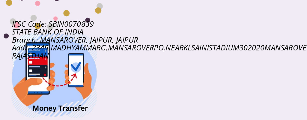 Find STATE BANK OF INDIA IFSC Code JAIPUR - MANSAROVER, JAIPUR Branch