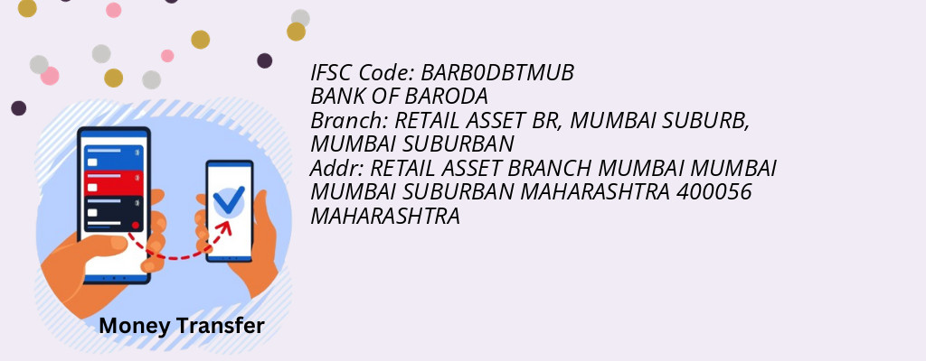 Find BANK OF BARODA IFSC Code MUMBAI SUBURBAN - RETAIL ASSET BR, MUMBAI SUBURB Branch Find BANK OF BARODA IFSC Code MUMBAI SUBURBAN - RETAIL ASSET BR, MUMBAI SUBURB Branch