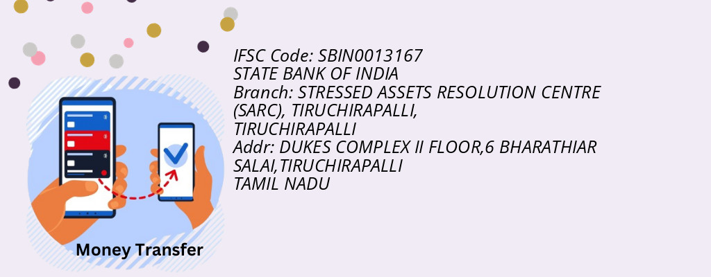 Find STATE BANK OF INDIA IFSC Code TIRUCHIRAPALLI - STRESSED ASSETS RESOLUTION CENTRE (SARC), TIRUCHIRAPALLI Branch