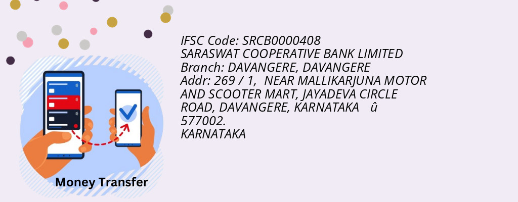 Find SARASWAT COOPERATIVE BANK IFSC Code DAVANGERE - DAVANGERE Branch Find SARASWAT COOPERATIVE BANK IFSC Code DAVANGERE - DAVANGERE Branch