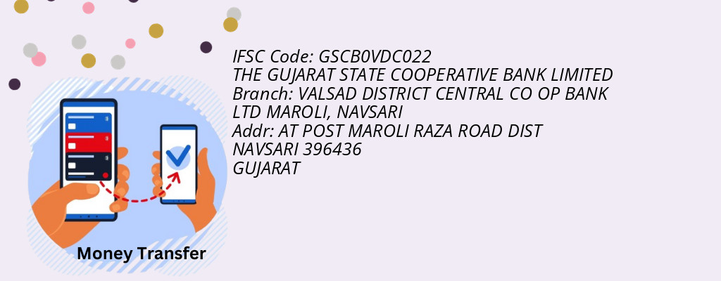 Find THE GUJARAT STATE COOPERATIVE BANK IFSC Code NAVSARI - VALSAD DISTRICT CENTRAL CO OP BANK LTD MAROLI Branch