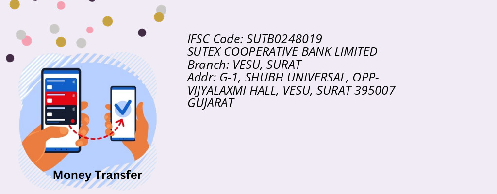 Find SUTEX COOPERATIVE BANK IFSC Code SURAT - VESU Branch