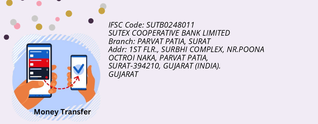 Find SUTEX COOPERATIVE BANK IFSC Code SURAT - PARVAT PATIA Branch