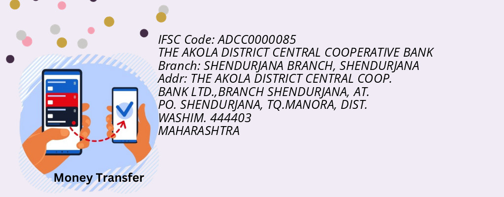 Find THE AKOLA DISTRICT CENTRAL COOPERATIVE BANK IFSC Code SHENDURJANA - SHENDURJANA BRANCH Branch