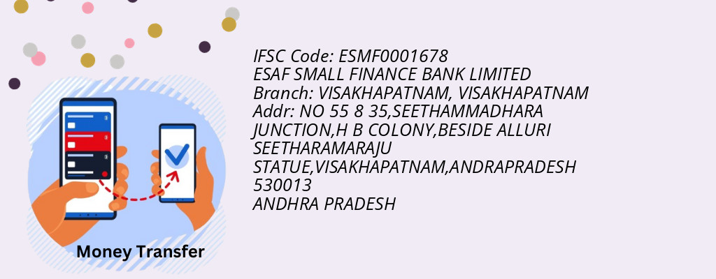 Find ESAF SMALL FINANCE BANK IFSC Code VISAKHAPATNAM - VISAKHAPATNAM Branch Find ESAF SMALL FINANCE BANK IFSC Code VISAKHAPATNAM - VISAKHAPATNAM Branch
