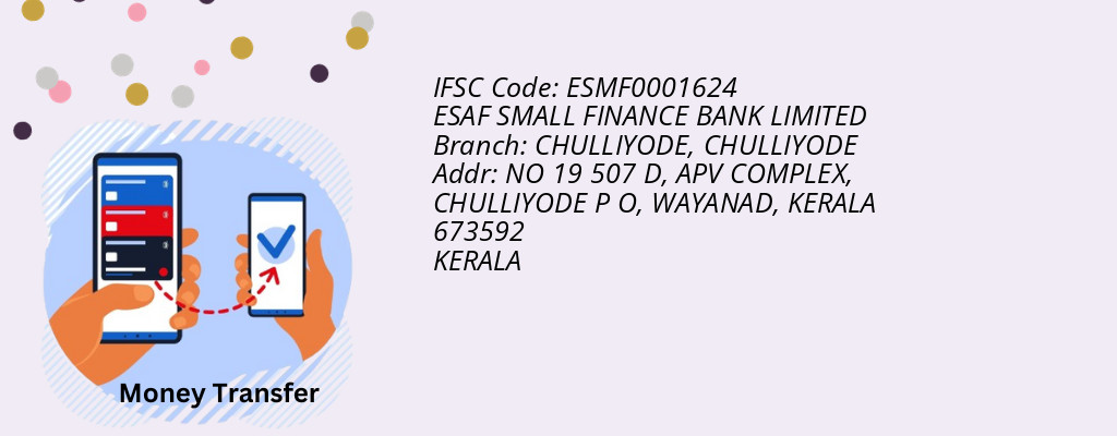Find ESAF SMALL FINANCE BANK IFSC Code CHULLIYODE - CHULLIYODE Branch Find ESAF SMALL FINANCE BANK IFSC Code CHULLIYODE - CHULLIYODE Branch