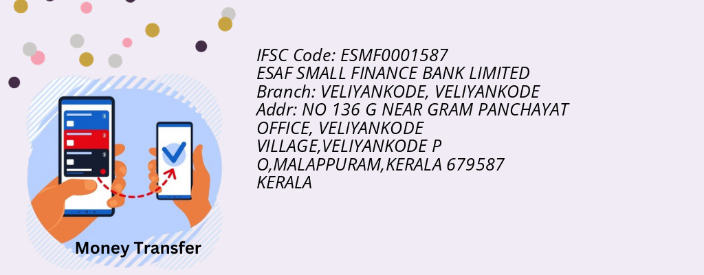 Find ESAF SMALL FINANCE BANK IFSC Code VELIYANKODE - VELIYANKODE Branch