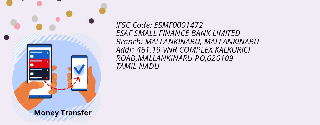 Find ESAF SMALL FINANCE BANK IFSC Code MALLANKINARU - MALLANKINARU Branch Find ESAF SMALL FINANCE BANK IFSC Code MALLANKINARU - MALLANKINARU Branch