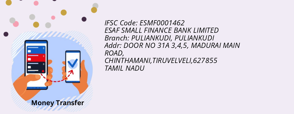Find ESAF SMALL FINANCE BANK IFSC Code PULIANKUDI - PULIANKUDI Branch