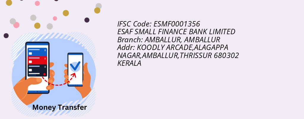 Find ESAF SMALL FINANCE BANK IFSC Code AMBALLUR - AMBALLUR Branch