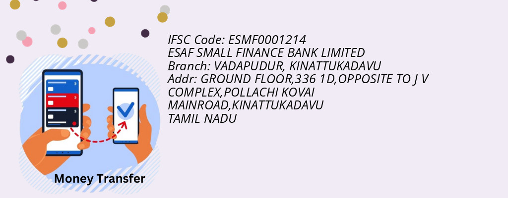 Find ESAF SMALL FINANCE BANK IFSC Code KINATTUKADAVU - VADAPUDUR Branch Find ESAF SMALL FINANCE BANK IFSC Code KINATTUKADAVU - VADAPUDUR Branch