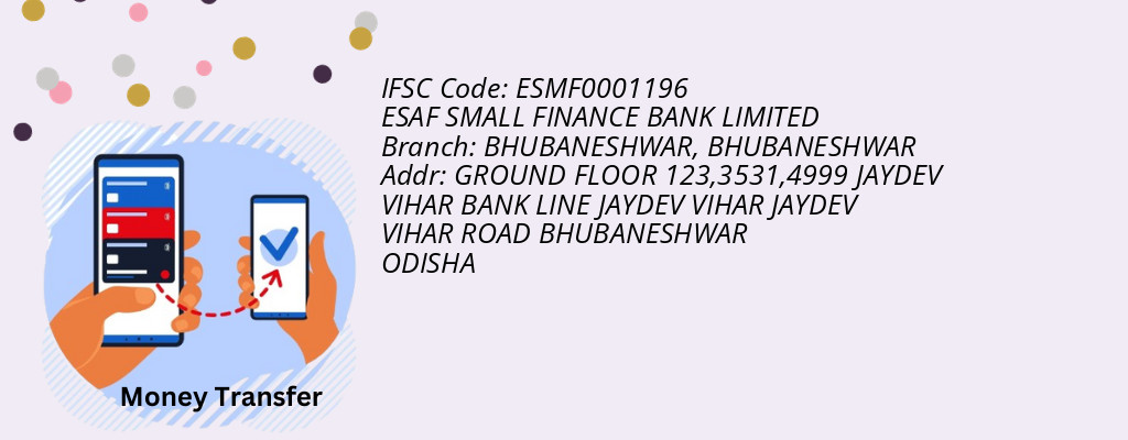 Find ESAF SMALL FINANCE BANK IFSC Code BHUBANESHWAR - BHUBANESHWAR Branch Find ESAF SMALL FINANCE BANK IFSC Code BHUBANESHWAR - BHUBANESHWAR Branch