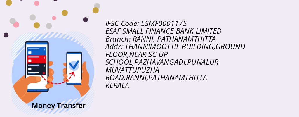 Find ESAF SMALL FINANCE BANK IFSC Code PATHANAMTHITTA - RANNI Branch Find ESAF SMALL FINANCE BANK IFSC Code PATHANAMTHITTA - RANNI Branch