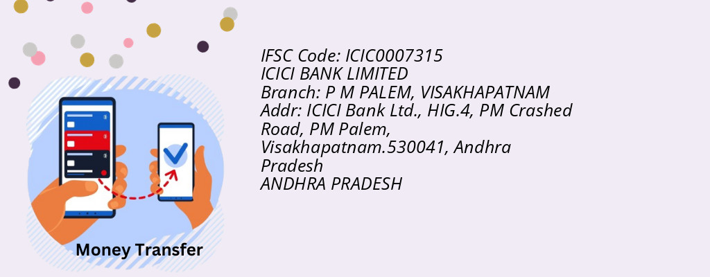 Find ICICI BANK IFSC Code VISAKHAPATNAM - P M PALEM Branch