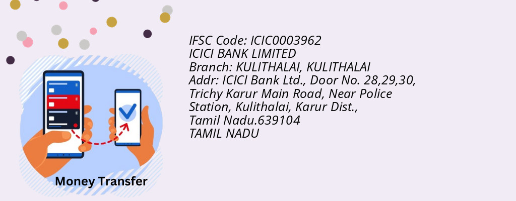 Find ICICI BANK IFSC Code KULITHALAI - KULITHALAI Branch