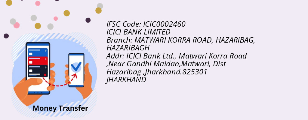 Find ICICI BANK IFSC Code HAZARIBAGH - MATWARI KORRA ROAD, HAZARIBAG Branch Find ICICI BANK IFSC Code HAZARIBAGH - MATWARI KORRA ROAD, HAZARIBAG Branch