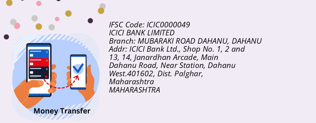 Find ICICI BANK IFSC Code DAHANU - MUBARAKI ROAD DAHANU Branch